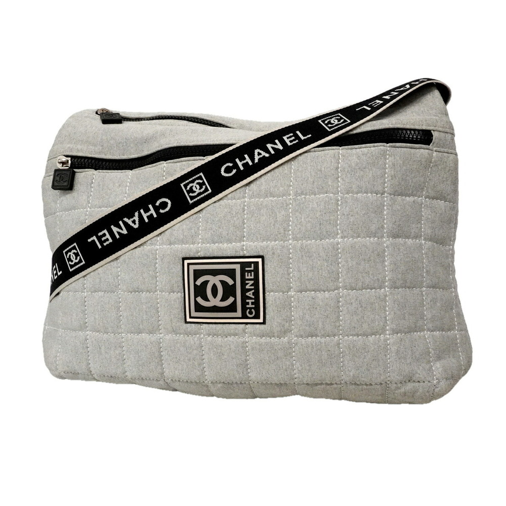 Chanel Sport Cotton Shoulder Bag, Gray, Women's, P3622981